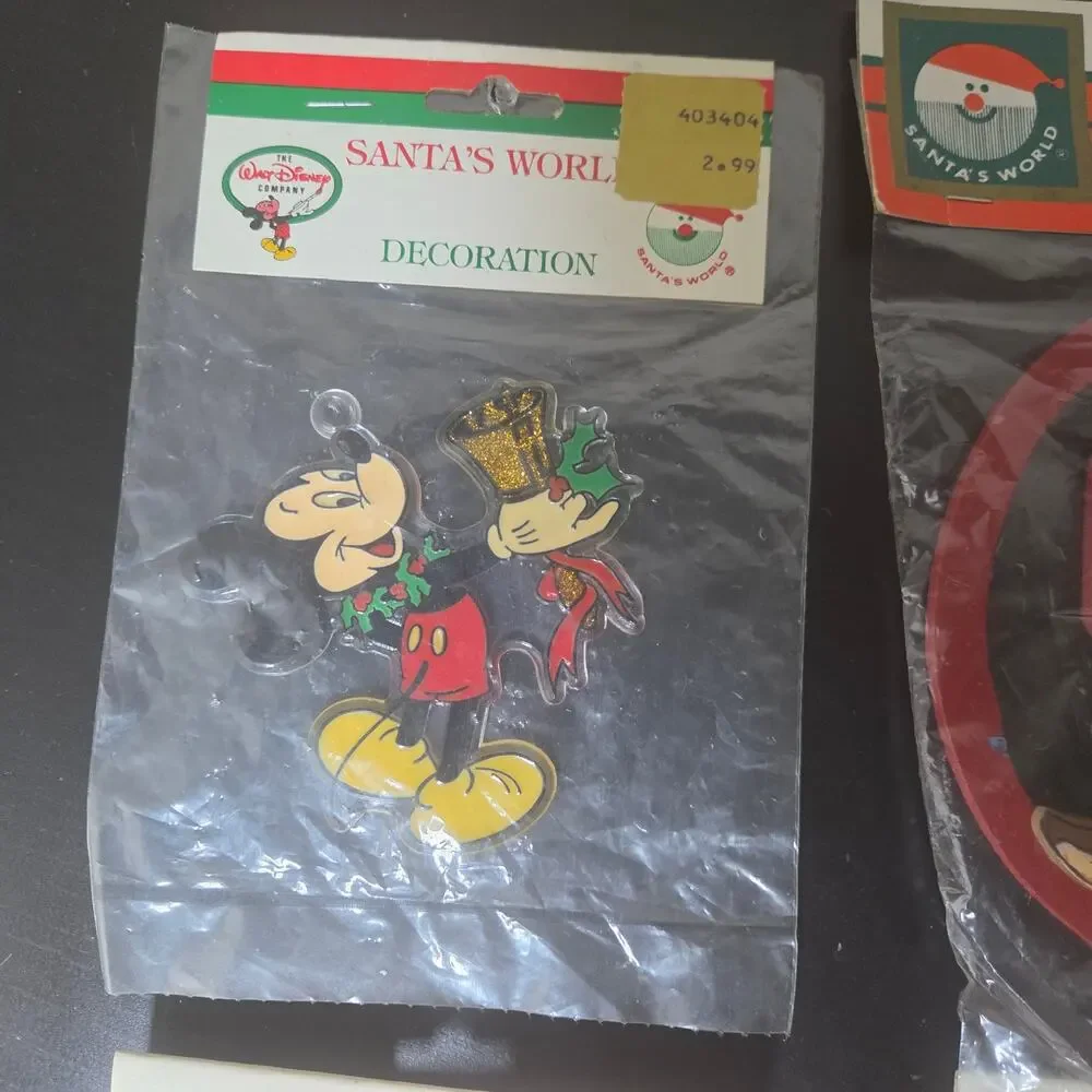 Vintage Christmas Ornaments Rudolph Mickey Mouse Santa